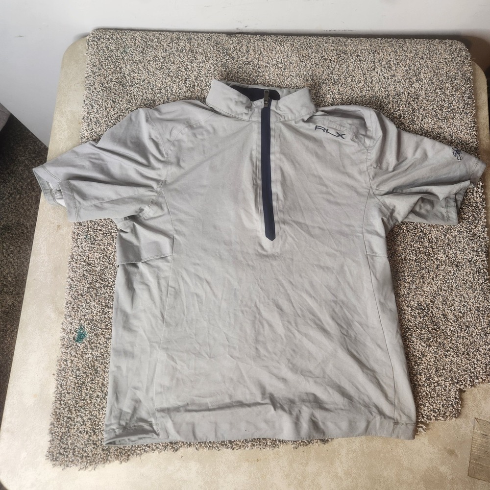 RLX Ralph Lauren Mens Gray Shadow Creek Short Sleeve Quarter Zip Golf Shirt XL